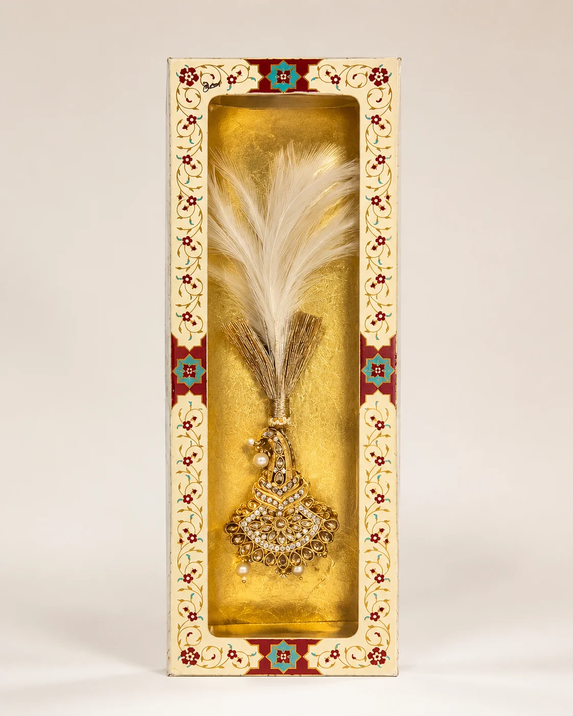 Royal feather kalgi in decorative box